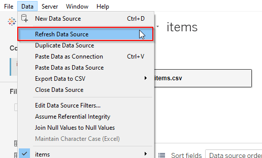 Refresh data source regularly to set up Tableau real time data streaming